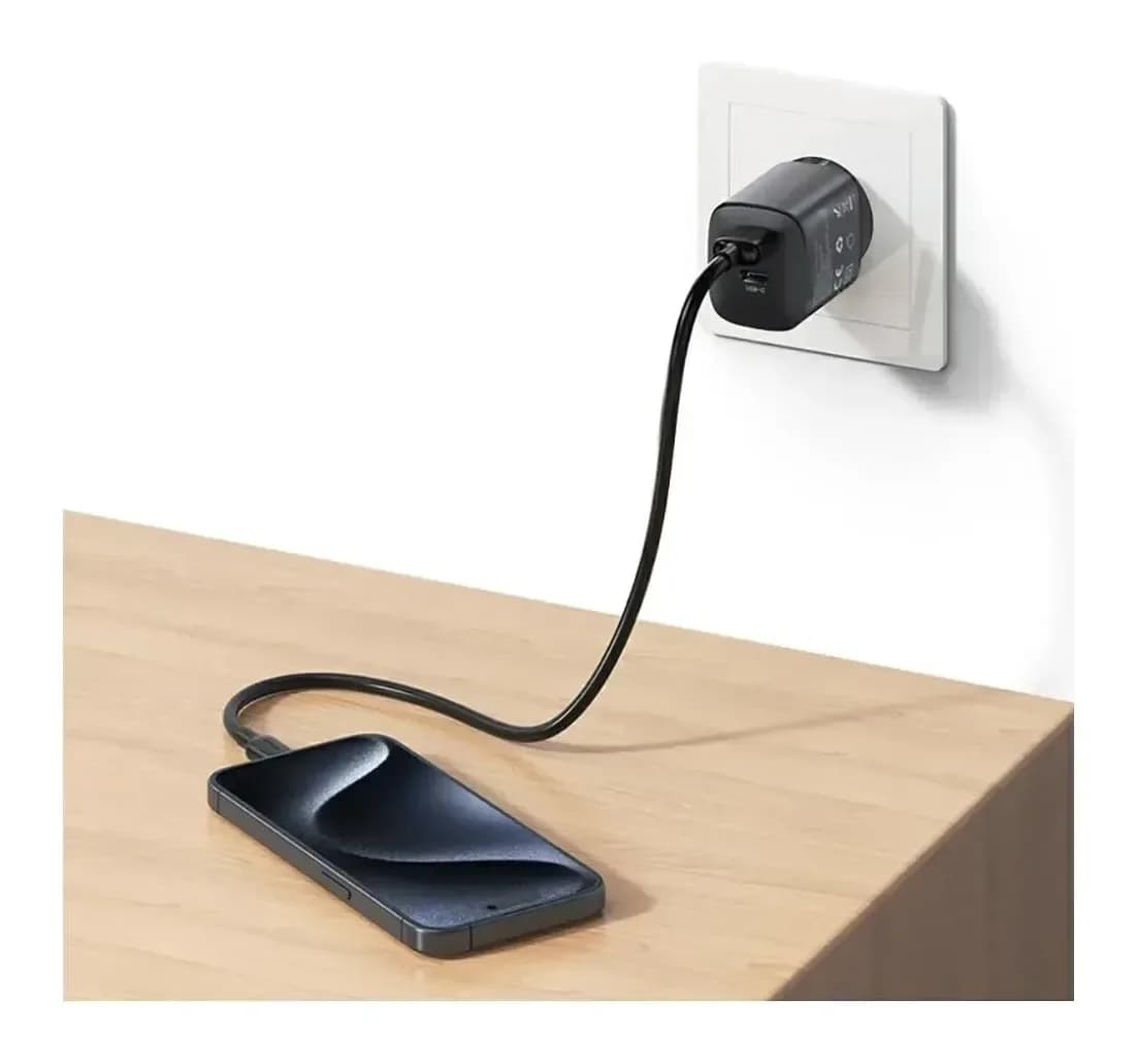 Адаптер питания сетевой Usams T66 45W GaN Dual-Port Fast Charger A+C / CC290TC01 (серый)