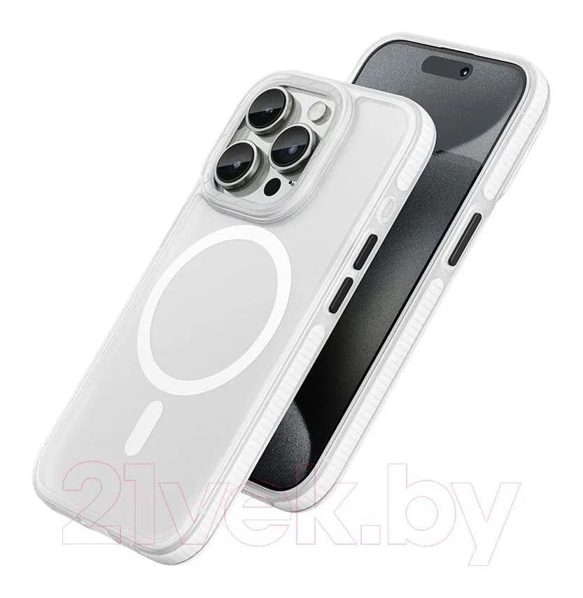 Чехол-накладка Hoco AS2 для iPhone 15 Pro Max магнитный противоударный (белый)