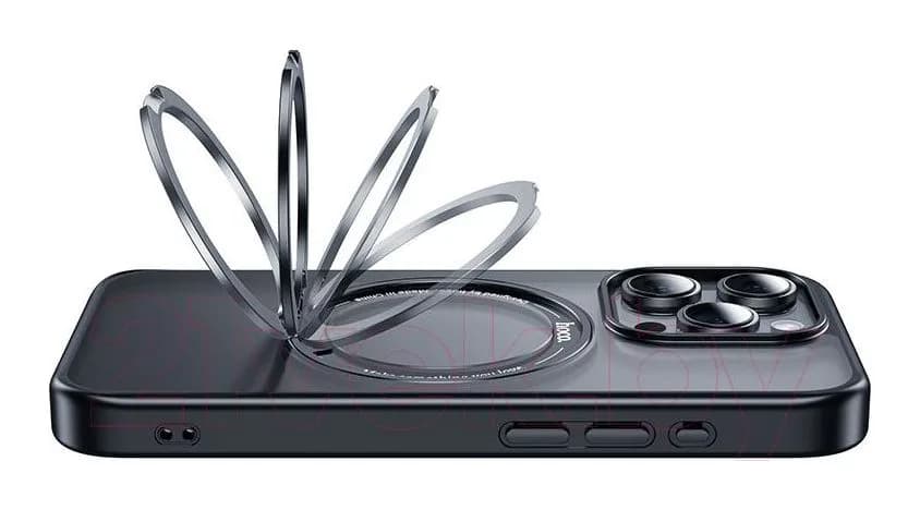 Чехол-накладка Hoco AS1 для iPhone 15 Pro Max магнитный с кольцом (черный)